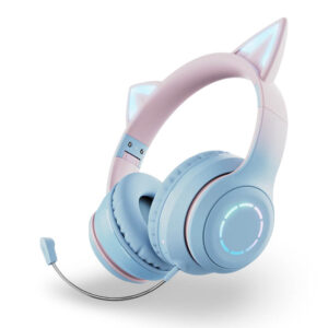 Cat Ear Headsets Gaming Headset Bluetooth 5.1 Detachable Mic Headphones