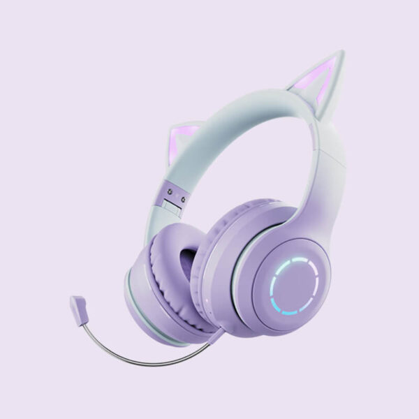 Cat Ear Headsets Gaming Headset Bluetooth 5.1 Detachable Mic Headphones - Image 2
