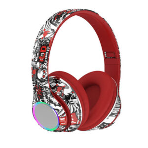 Graffiti Foldable Bluetooth 5.4 Headphones with LED Light & FM Radio