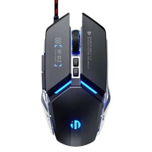 Wired Gaming Mouse with Silent Click, RGB Backlit, 6 Programmable Buttons, Adjustable DPI 12800, High-Performance Chip – Metal Mechanical Style for PC & Mac