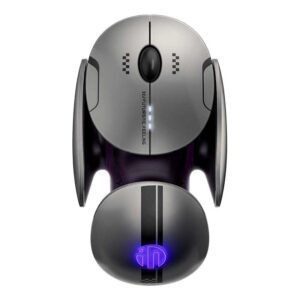 Spaceship Wireless Mouse – 800-2400DPI, Silent clicks, RGB Breathing Lights Tri-Mode Connection (Wired, 2.4G Wireless, Bluetooth)
