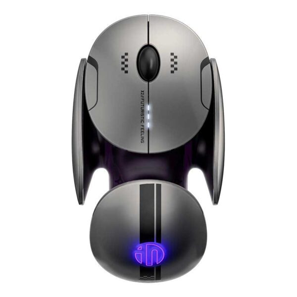 Spaceship Wireless Mouse – 800-2400DPI, Silent clicks, RGB Breathing Lights Tri-Mode Connection (Wired, 2.4G Wireless, Bluetooth)