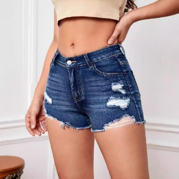 High-Waisted Distressed Denim Shorts Women | Blue