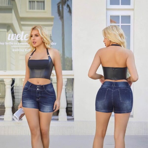 Jeans Short with YYK Zip Fly & Two-Button Waist Closure Denim Jeans Shorts Women - Image 4