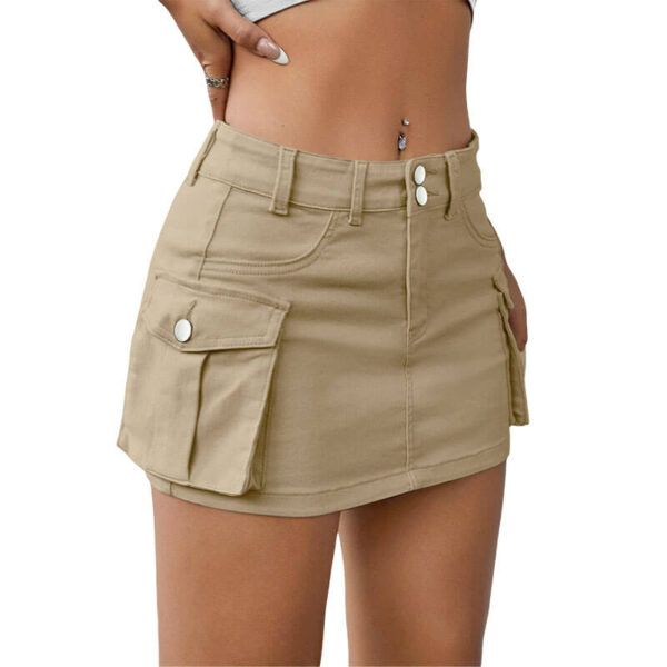 Mini Jean Shorts Women Button-Front Mini Skort - Image 4