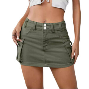 Mini Jean Shorts Women Button-Front Mini Skort