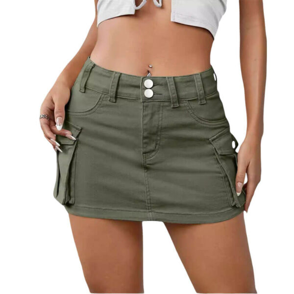 Mini Jean Shorts Women Button-Front Mini Skort