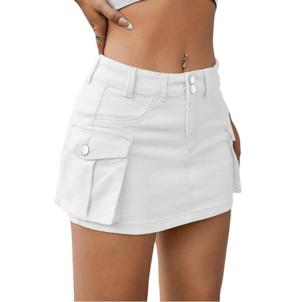 Mini Jean Shorts Women Button-Front Mini Skort - Image 5