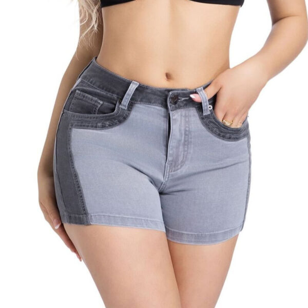 Patchwork Jeans Shorts Mid-Rise Denim Shorts Women - Image 4